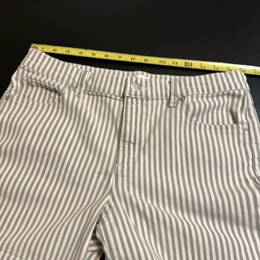 LOFT Classic Gray and Cream Striped Fabric shorts - Picture 9 of 9